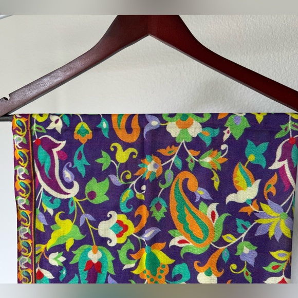 Indian pashmina purple black 28x80 silk cotton blend - Picture 4 of 4